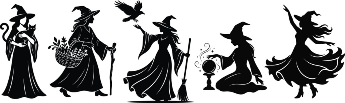 Black Witch Silhouette Collection Set