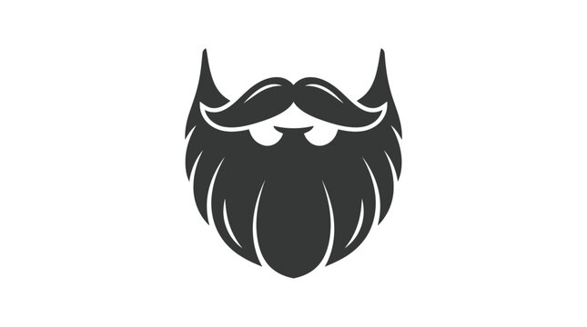 Stylized beard and mustache icon, minimalist graphic design on white background