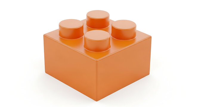 Orange building block on white surface