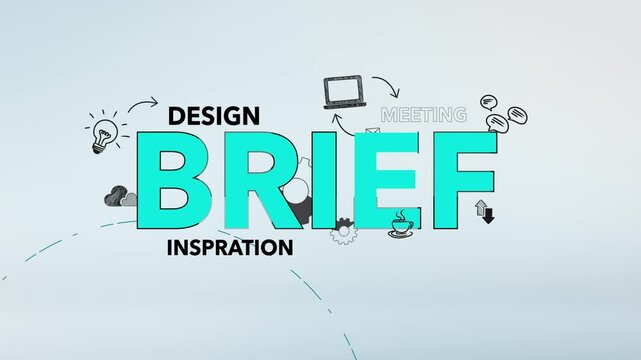 Brief Cyan Typography with Design Inspiration and Meeting Development Words