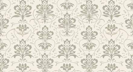 Fototapeta premium Traditional damask ornament wallpaper with floral elegance