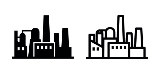 Obraz premium Industrial factory buildings icon, representing manufacturing, production, and industry.