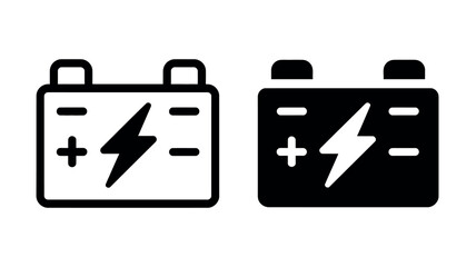 Two battery icons one white one black with lightning bolt symbol © MdRiyad