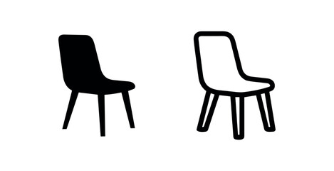 Fototapeta premium Minimalist chair furniture icon in flat and line style, interior seat symbol