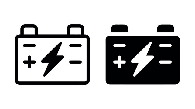 Two battery icons one white one black with lightning bolt symbol
