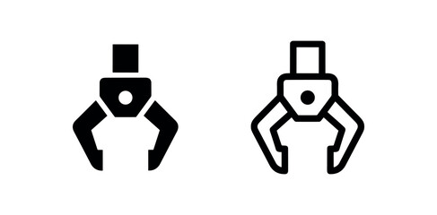 Robotic Claw Icon: Solid and Outline Styles