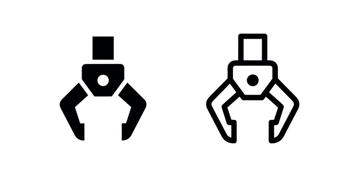 Robotic Claw Icon: Solid and Outline Styles
