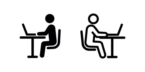 Fototapeta premium Person Working on Laptop at Desk Icon - Remote Work