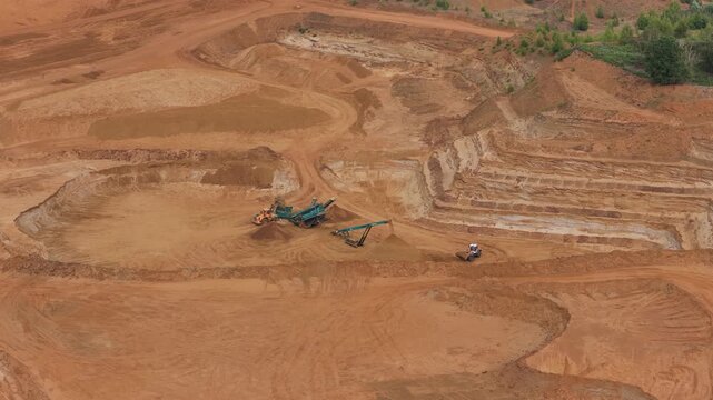Open Pit Mine Operations With Heavy Excavators and Processing Plant