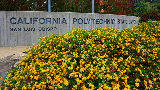 San Luis Obispo, CA, USA - June 16, 2026; California Polytechnic State University Cal Poly sign in San Luis Obispo