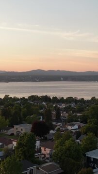 Aerial view of Quebec City and Levis straddling the St Laurence River