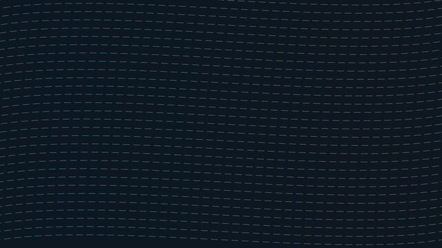 Abstract dark animation 4k background, with moving horizontal, dashed lines and, wavy pattern