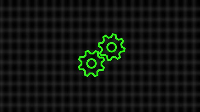 Animated green setting line icon. Spinning gears animation. Setting cogwheel. 4k video