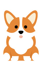 Fototapeta premium Cute sitting corgi dog with simplified geometric forms and bold flat colors isolated on white minimalist pet graphic concept
