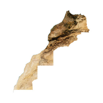 Morocco Geological Map with Hillshade Relief, High Resolution Terrain PNG