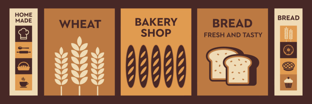 Vintage Style Bakery Shop Wheat Bread Sign Set
