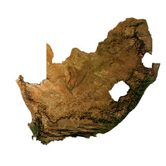 Obraz premium SOUTH AFRICA Geological Map with Hillshade Relief, High Resolution Terrain PNG