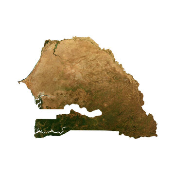 SENEGAL Geological Map with Hillshade Relief, High Resolution Terrain PNG