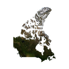 Obraz premium CANADA Geological Map with Hillshade Relief, High Resolution Terrain PNG