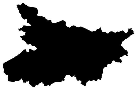 A contour map of Bihar. Indian state or union territory silhouette