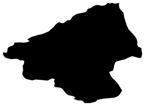 A contour map of Elbasan. Albanian county silhouette