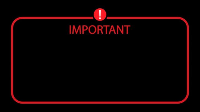 Glowing Important Text and Blinking Neon Border Animation on Dark Background
