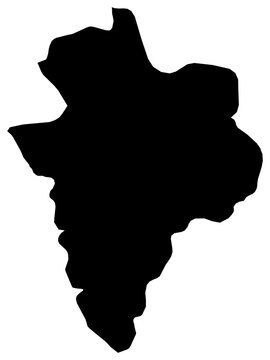 A contour map of Kor&ccedil;&euml;. Albanian county silhouette