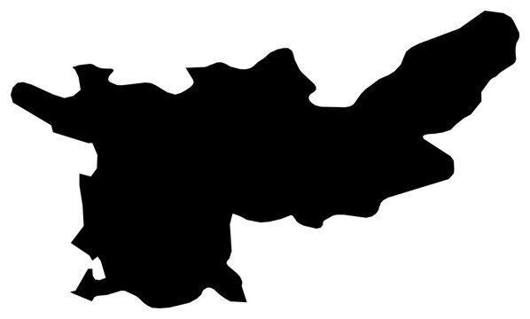 A contour map of Lezh&euml;. Albanian county silhouette