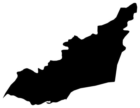 A contour map of Lahij. Yemeni governorate silhouette