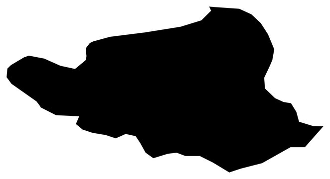 A contour map of Peja District. Kosovo district silhouette