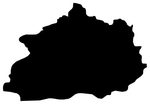 A contour map of Pelagonia Region. North Macedonian statistical region silhouette