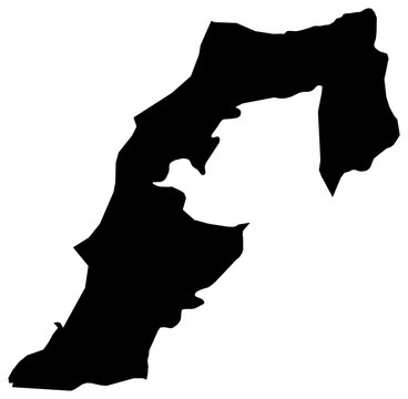 A contour map of South Lebanon. Lebanese province silhouette