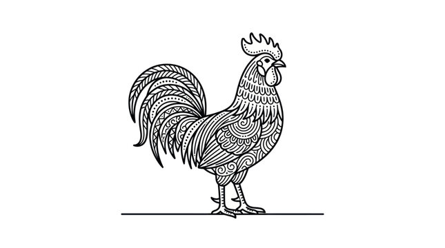Decorative Zentangle Rooster Vector Illustration
