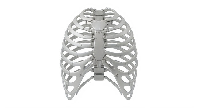 Realistic halloween ribcage skeleton illustration anatomical torso spooky design element isolated on transparent background for compositing