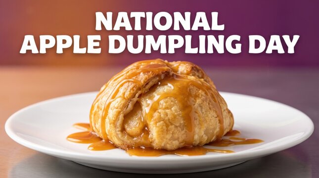 Delicious Apple Dumpling with Caramel Sauce on Plate