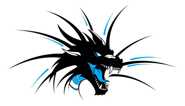 Stylized dragon illustration on black background