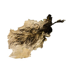 Obraz premium AFGHANISTAN Geological Map with Hillshade Relief, High Resolution Terrain PNG