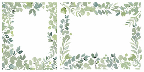 botanical eucalyptus frame vector illustration leaves greenery © ChandanaRani
