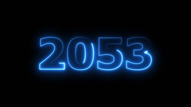 2053 Sal number neon text concept illustration. Neon number new year background.