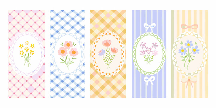 sweet floral bookmarks vector illustration flowers pastel