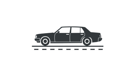 Fototapeta premium Corporate Black and White Silhouette Car on Road for Business Presentation or Branding Use with high quality professional line art symbols for modern creative design and digital branding projects