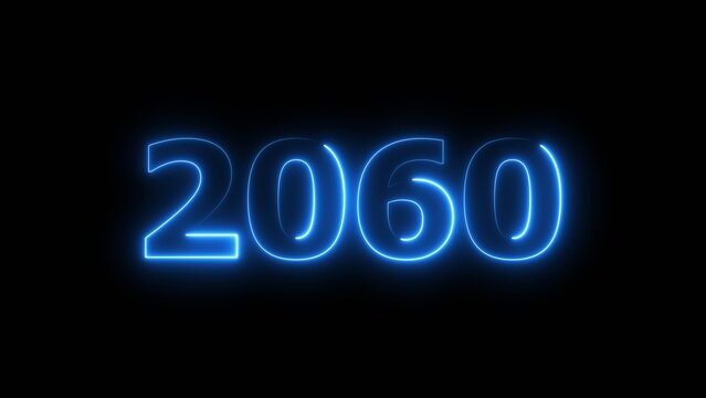 2060 Sal number neon text concept illustration. Neon number new year background.