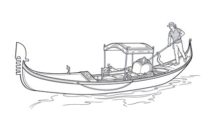 Gondola with Gondolier Vector Illustration © mboku