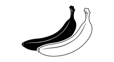 Two bananas in contrasting styles a black fill and a white outline silhouette © Sakib