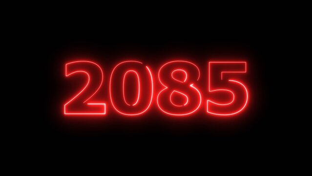 2085 Sal number neon text concept illustration. Neon number new year background.