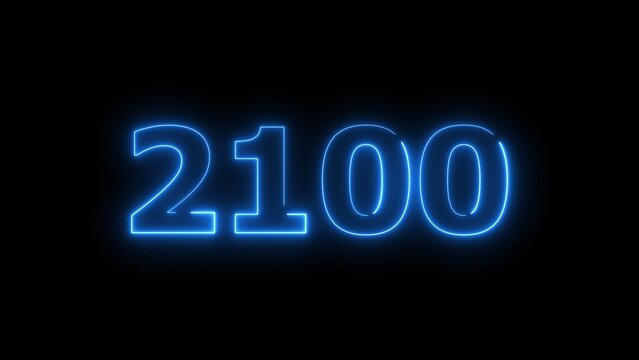 2100 Sal number neon text concept illustration. Neon number new year background.