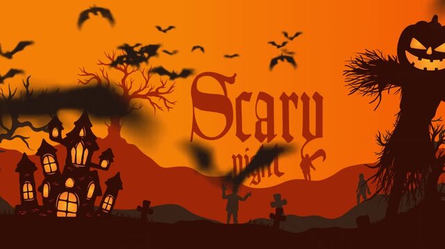 Scary Night, orange halloween background