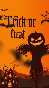 Trick or Treat, orange halloween vertical background