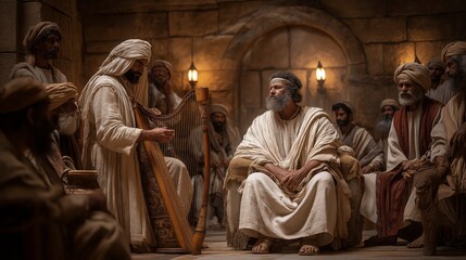 As David plays the harp before Saul, the peaceful melody reminds us that faith, humility, and worship can calm even the most troubled heart. 