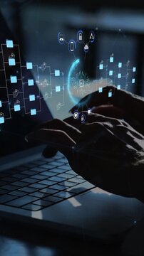 Futuristic AI Document Management System, Digital File Check on Virtual Screen, Paperless Automation Workflow